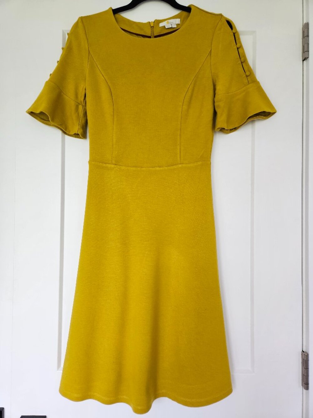 Mustard yellow dress with button detail